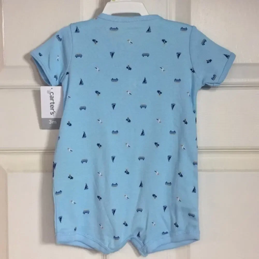 Carter’s Shorts Romper Size 3 Months Pelican Snap Up Short sleeve Pastel pelican